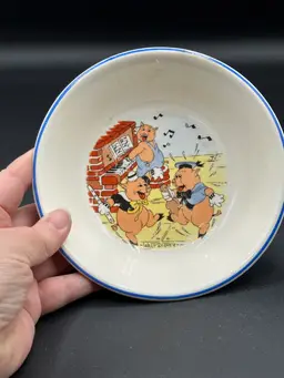 ORIGINAL 1930’s THE THREE LITTLE PIGS WALT DISNEY PATRIOT CHINA BOWL