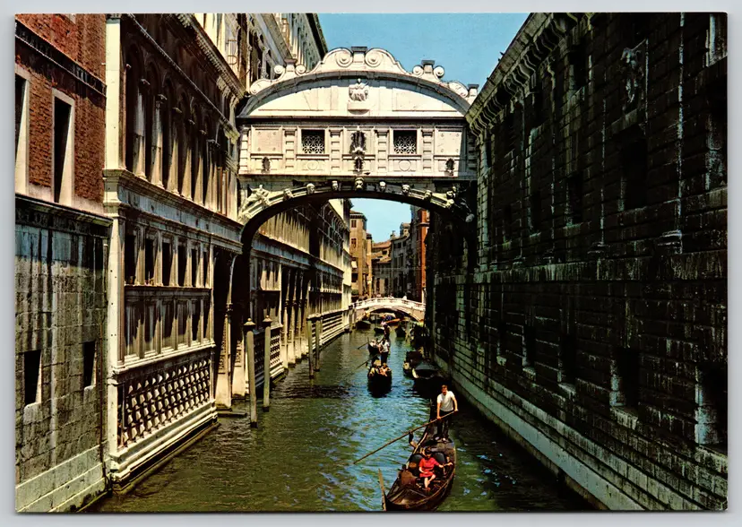 Postcard Bridge of Sighs Venice Italy Venice Italy Boats on Canal