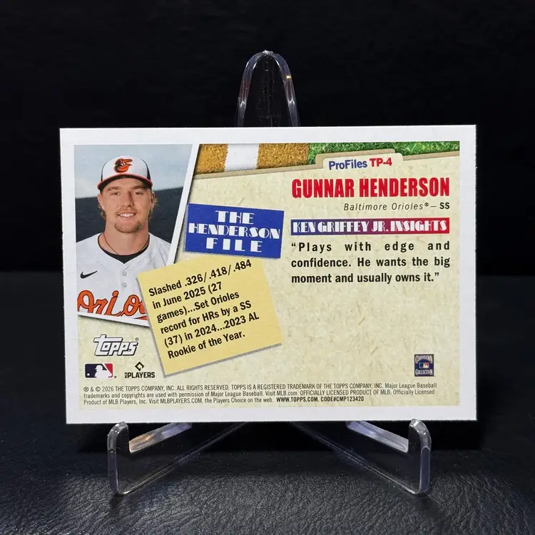 Gunnar Henderson 2026 Topps Series 1 #TP-4 ProFiles Baltimore Orioles Insert