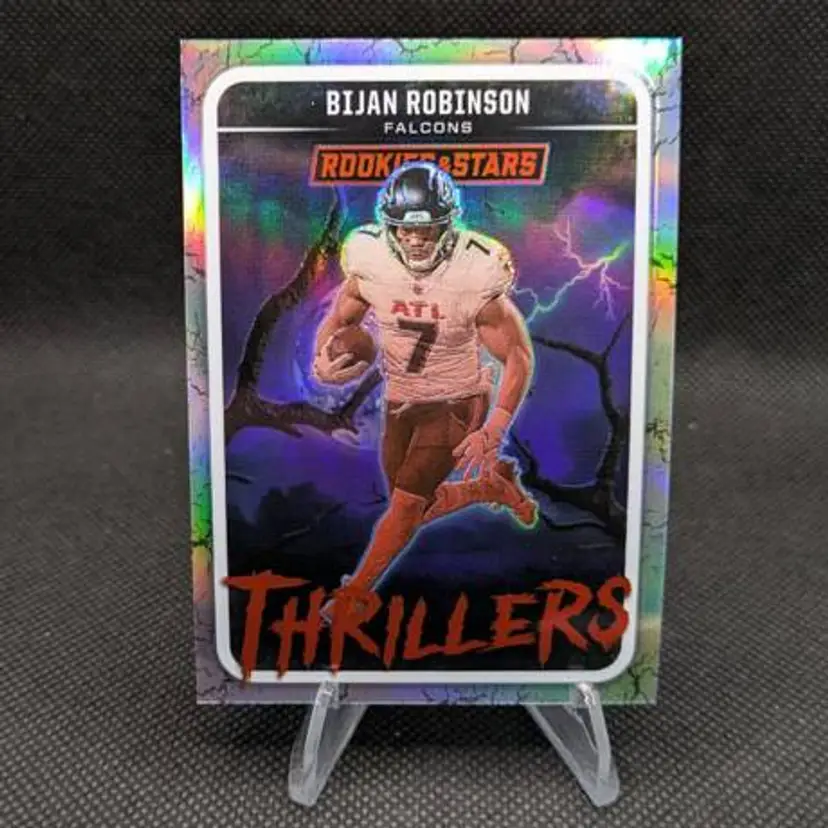 Bijan Robinson 2025 Panini Rookies & Stars Silver Prizm Thrillers #10 - Atlanta Falcons