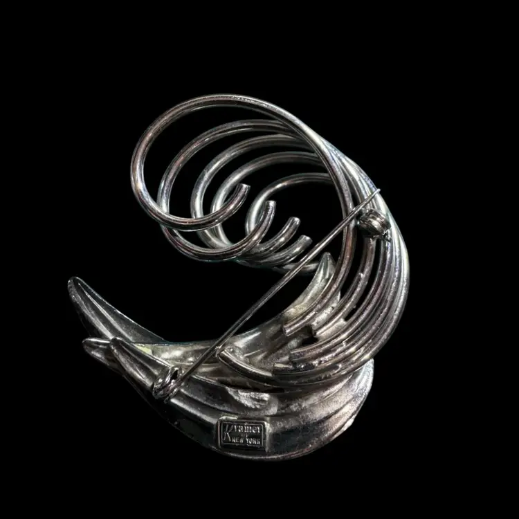 Kramer Silvertone Leaf Brooch