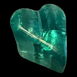 Fire & Light Signed Aqua Blue Heart Recycled Glass Paperweight 2.75”