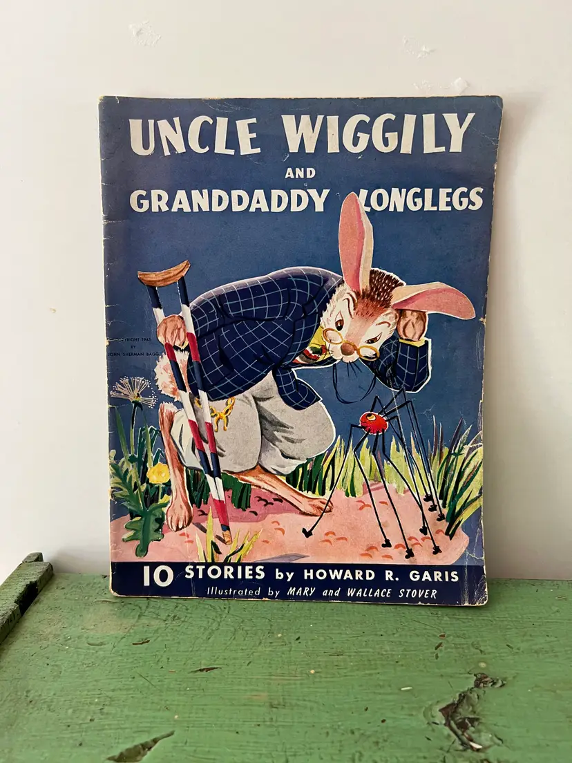 1943 Uncle Wiggily & The Granddaddy Longlegs. by Howard Garis. Antique Children's Book. Published by John Sherman Bagg Vintage Ephemera