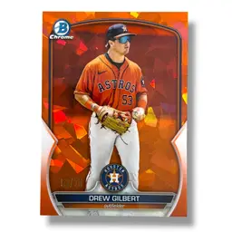 Drew Gilbert 2023 Bowman Chrome Orange Sapphire 53/75 Jersey Number Color Match