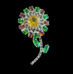 Rhinestone Flower Brooch