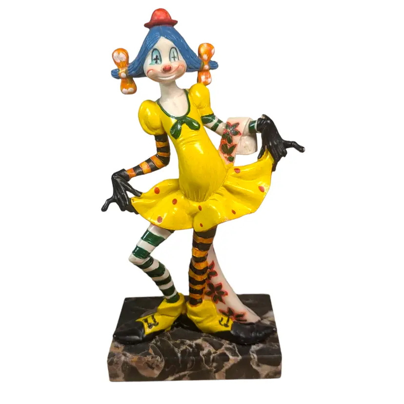 Vintage Girl Fontanini Clown Figurine Genuine Carrara Marble Depose Made Italy