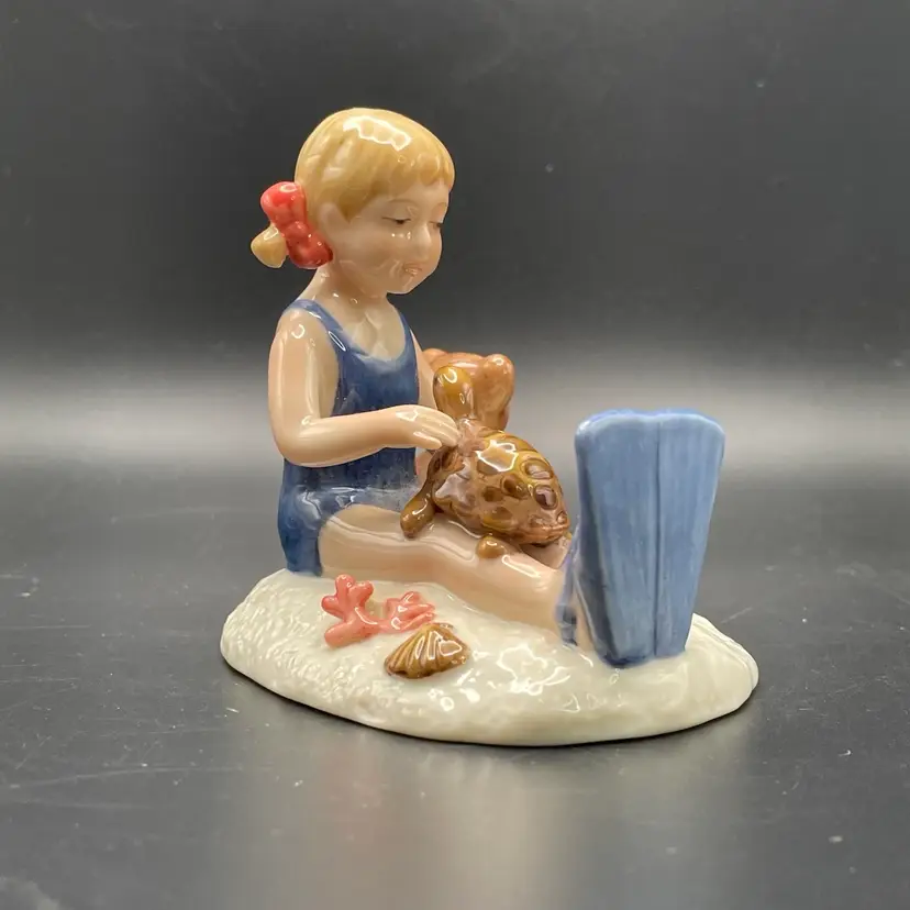 Royal Copenhagen Limited Edition Millennium Emma Girl Teddy Bear Beach Scene