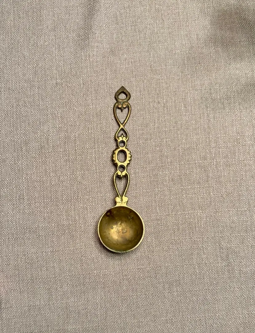 Vintage Brass Welsh Love Spoon