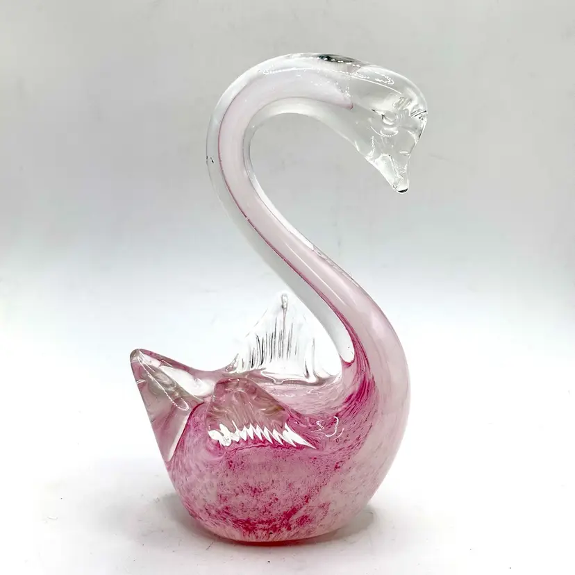 Pale Pink Art Glass Swan Bird 5”