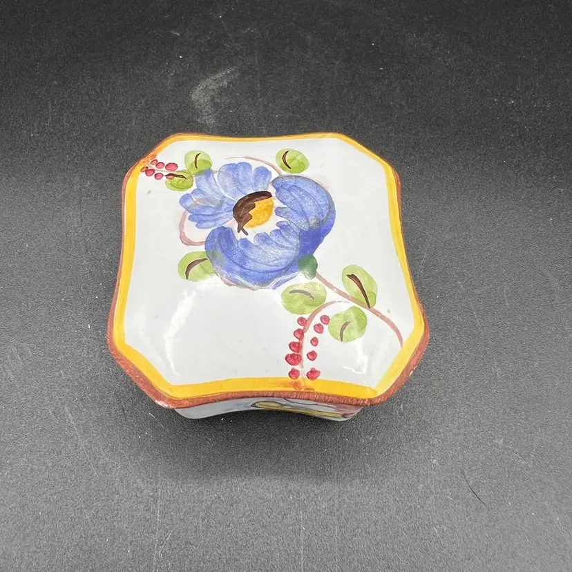 Small Ceramic Hand Painted Trinket Box Portugal