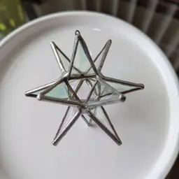 Iridescent Moravian Star Stained Glass Window Hanging Decoration