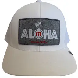Travis Mathew Aloha Patch Embroidered White Golf Flat Brim Snapback Unisex
