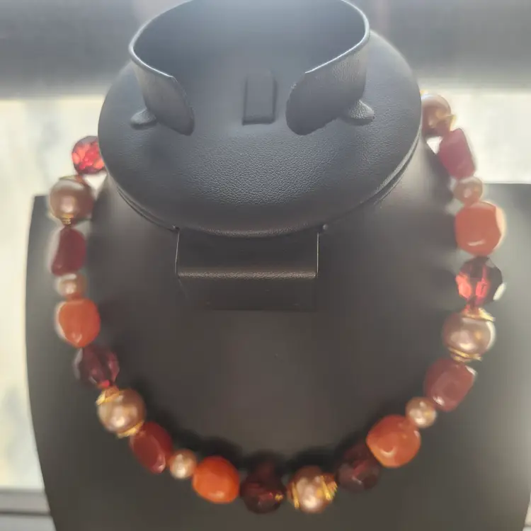 Autumn  Beaded Necklace 17 inches