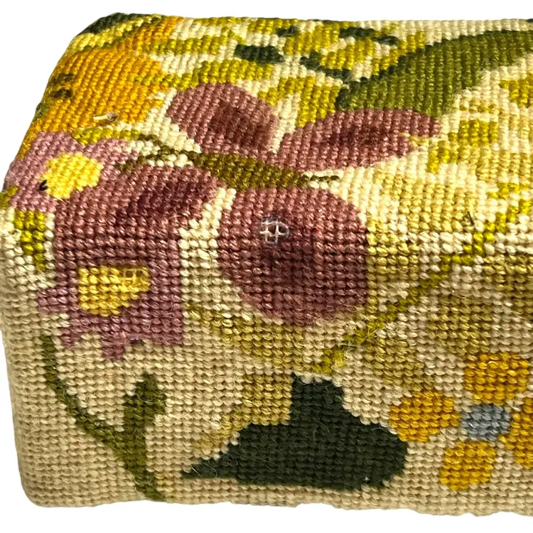 Vintage needle point brick cover doorstop 8.5" x 4" x 3" without brick