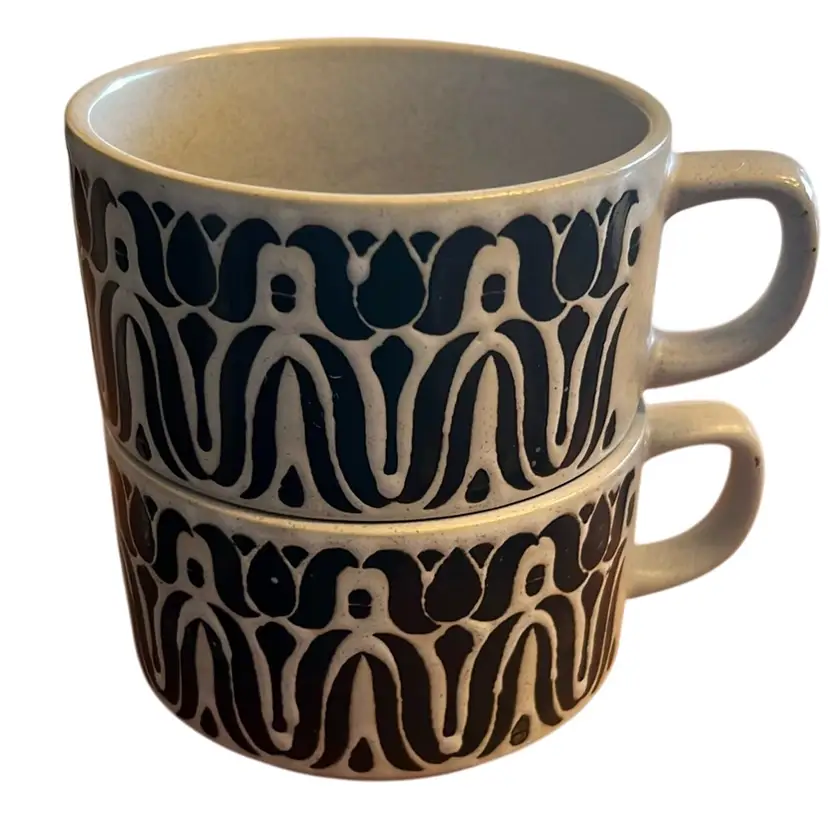 Pair of Vintage 70s Soup Bowl Mugs 4” x 2.75”
