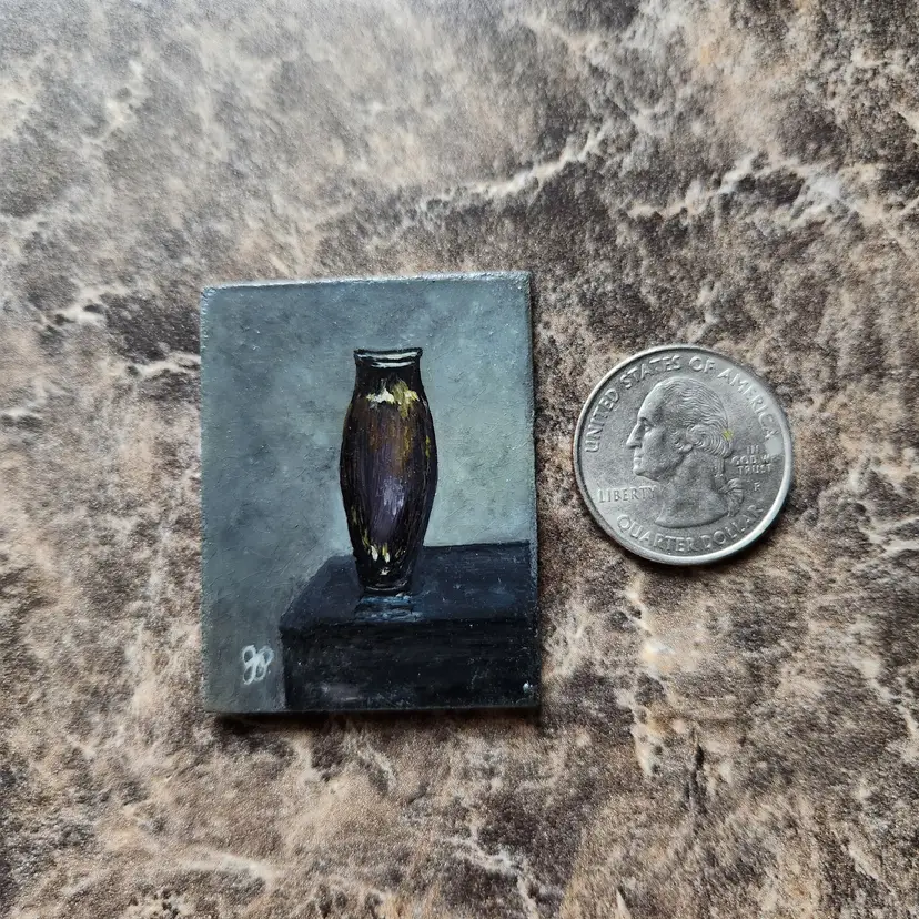 Miniature Oil Painting On Masonite Board Signed By The Artist