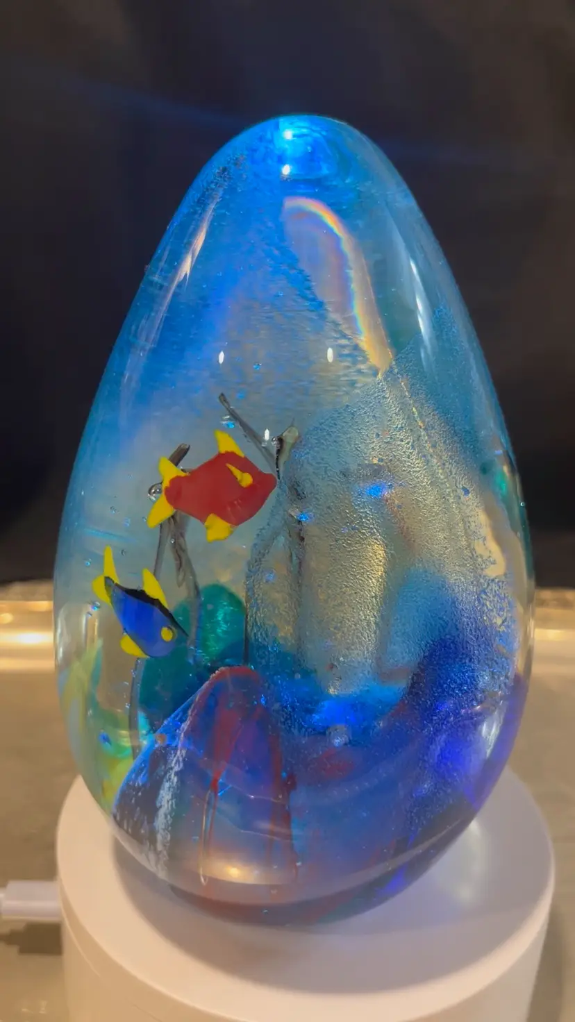 Very Large Egg Shaped Aquarium Fish In Reef Paperweight