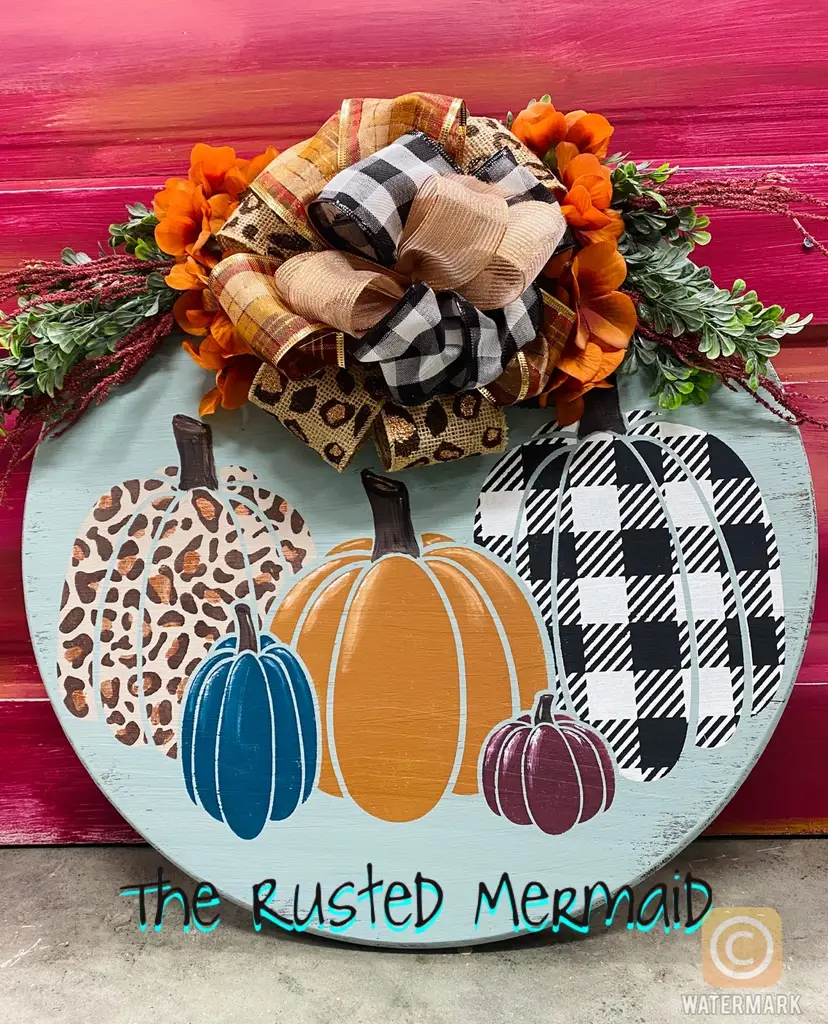 Round Fall Wooden Sign 18”