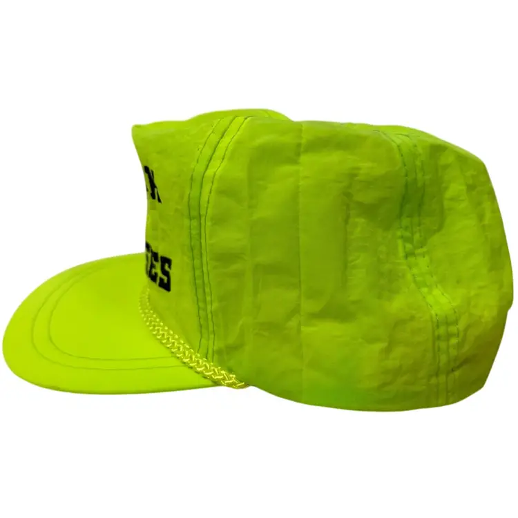 Vintage 1990’s Bullock Garages Flat Brim Nylon Rope Neon Yellow Snapback
