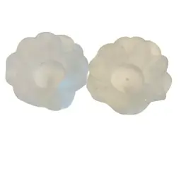 Frosted Glass Tea light Or Votive Candle Holder. Set Of Two. Made In Italy. 3 1/2” Diameter And 2” Height