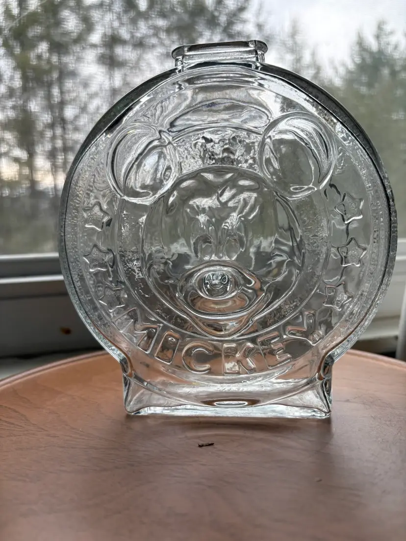 DISNEY Mickey & Minnie Coin Bank - Anchor Hocking - Clear