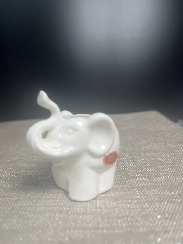 Bone China-Made in Japan-Glossy White Miniature Elephant Vase/Planter