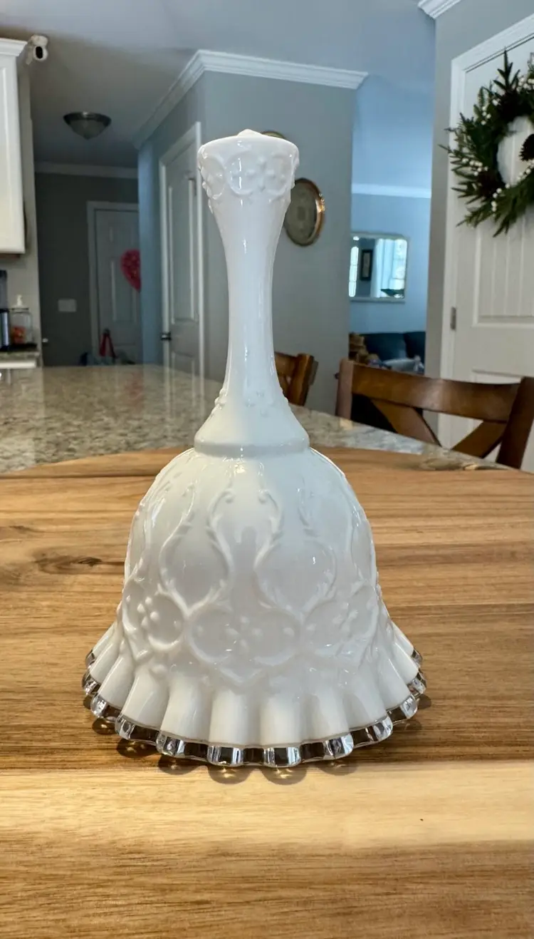 Fenton Spanish Lace Silver Crest Bell
