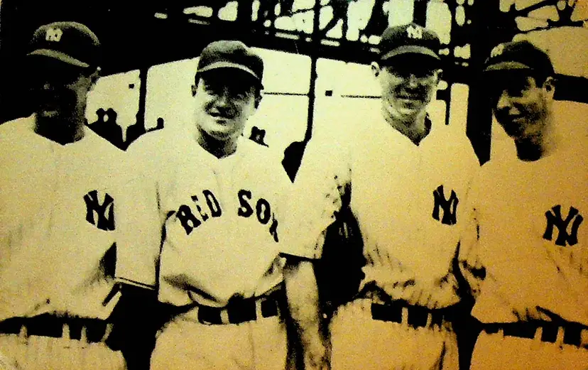 Lou Gehrig Joe Cronin Bill Dickey Joe DiMaggio Postcard New York Yankees