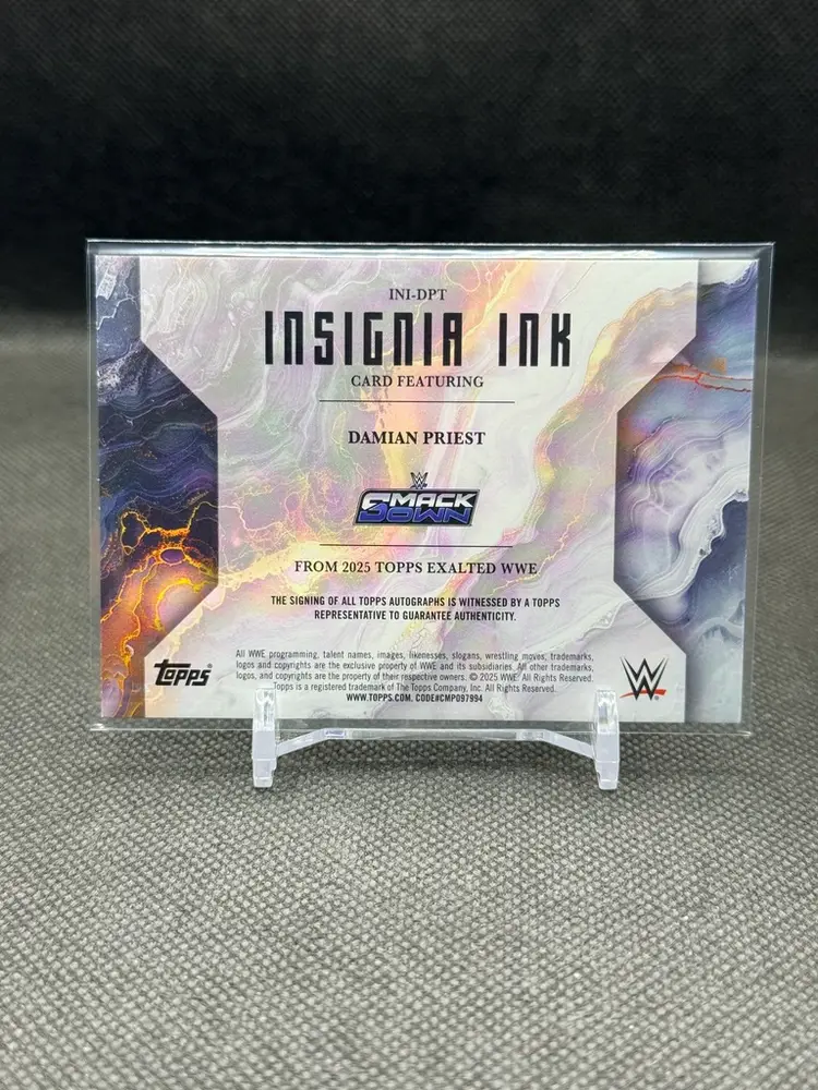Damian Priest 2025 Topps Exalted WWE Insignia Ink Autograph /50