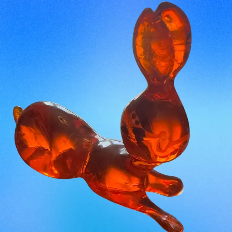 Vintage Kanawha Glass Amber Rabbit Glass Figurine