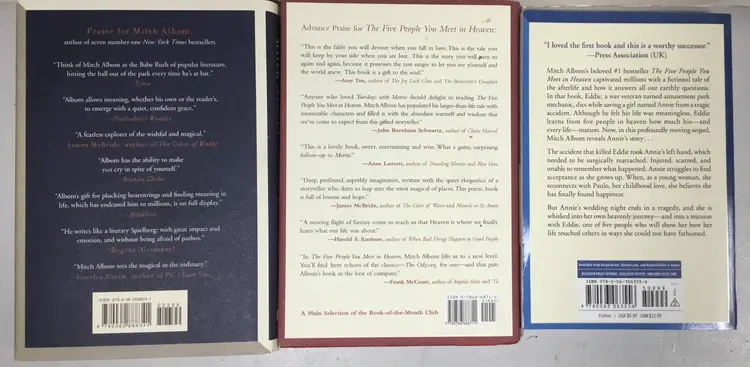 3 books by MItch Albom, two hardcover 1st editions, one paperback 1st edition