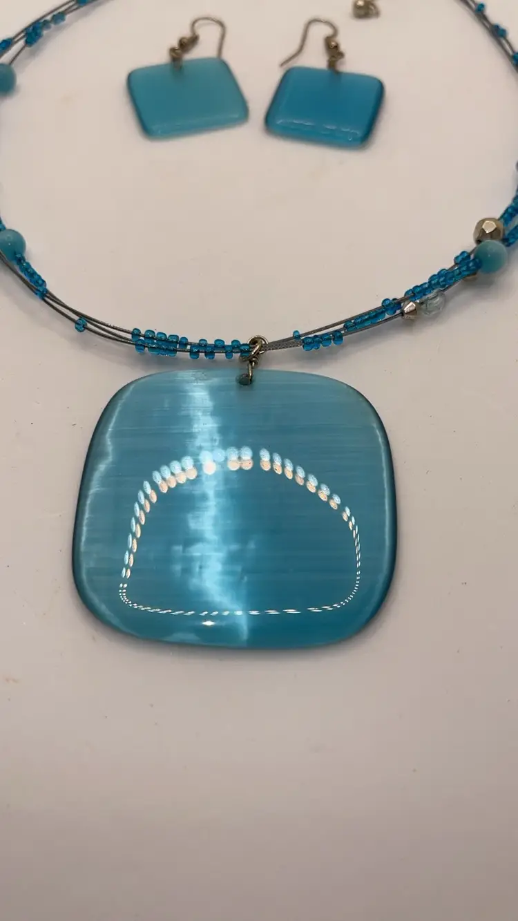 Fused Glass Necklace And Earring Set Q