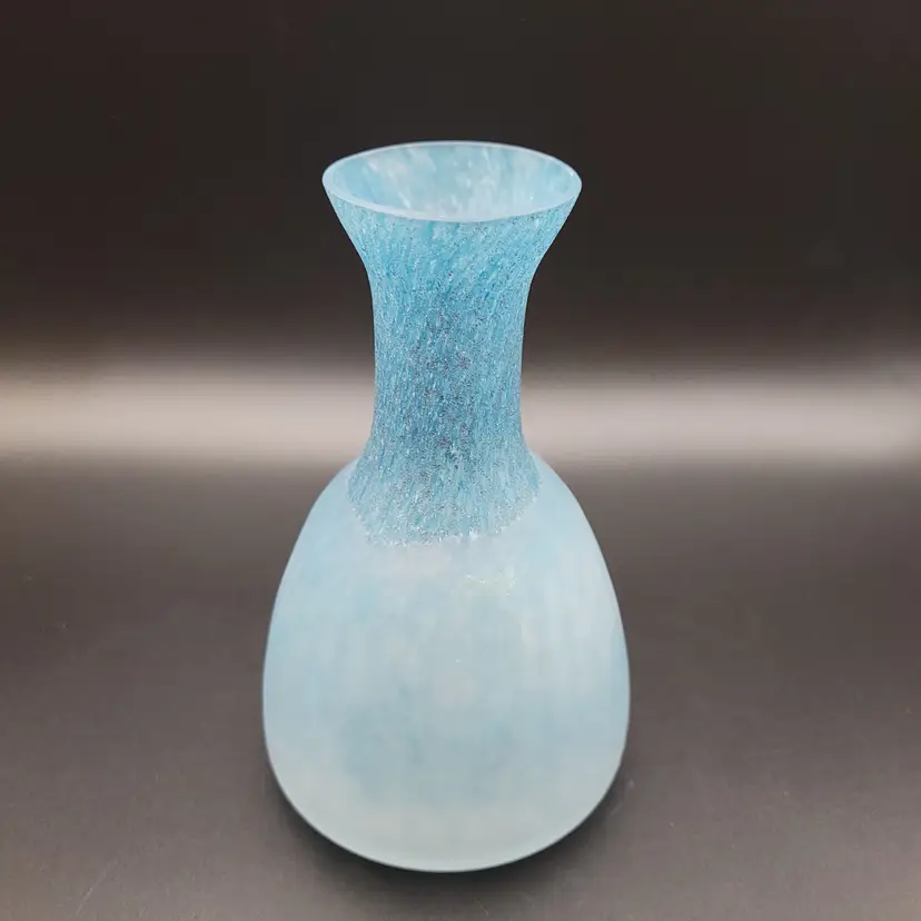 #01 Vintage Kosta Boda Blue Frosted Glass Vase