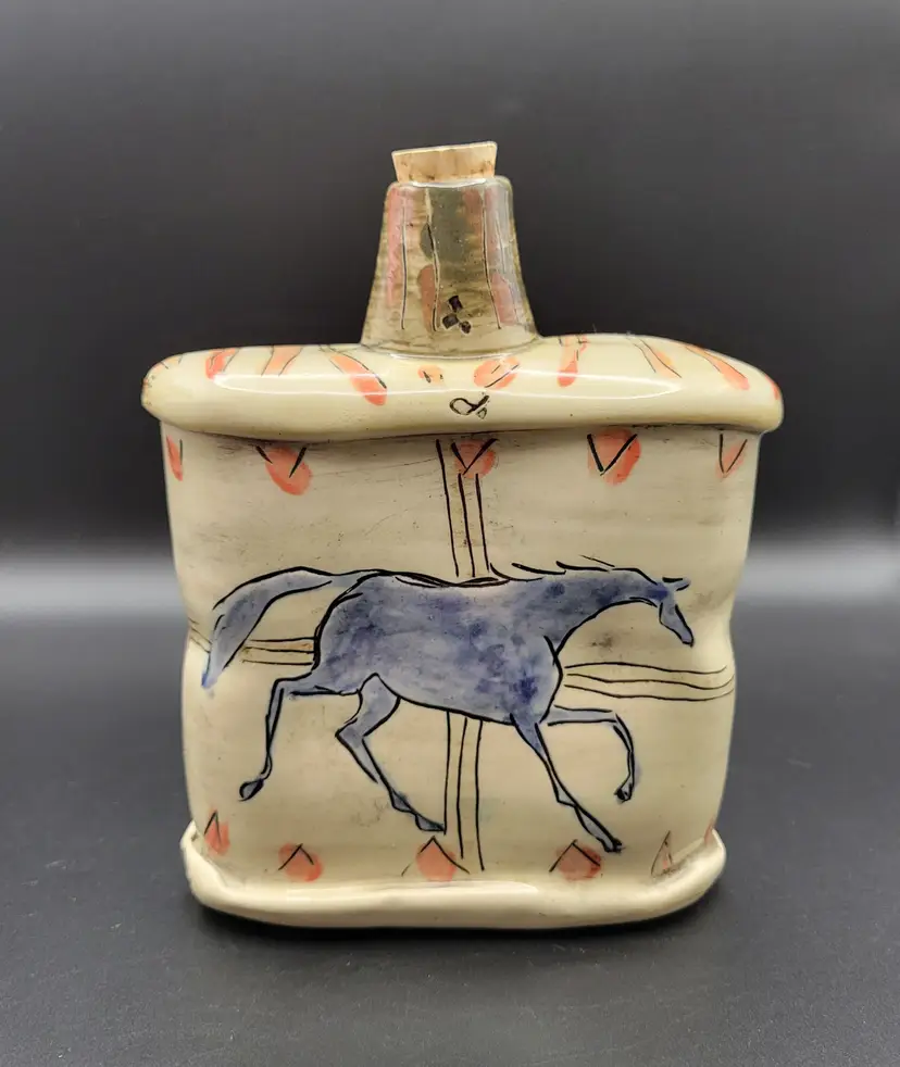 #03 Tea Horse Studio Art Pottery Horse Flask