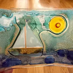 Fused Glass Sailboat Dish