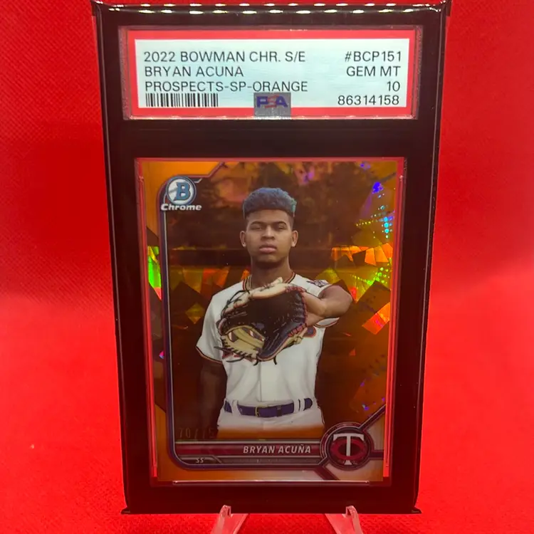 Bryan Acuna 2022 Bowman Chrome Sapphire SP Orange /75 PSA 10 