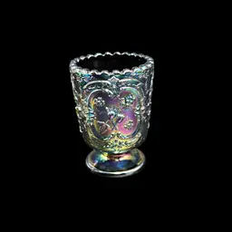Fenton Wild Strawberry Amethyst Carnival Glass Footed Toothpick Holder