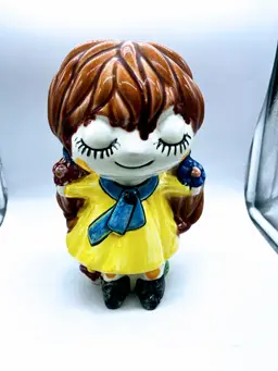 Large Vintage Ceramic Girl Piggy Bank