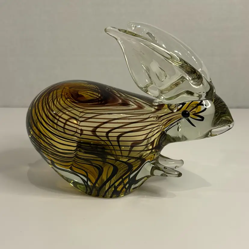 Art Glass Paperweight Bunny