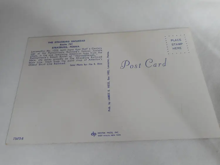 Vintage 1960s Postcard Strasburg railroad PA Locomotive Train Engine