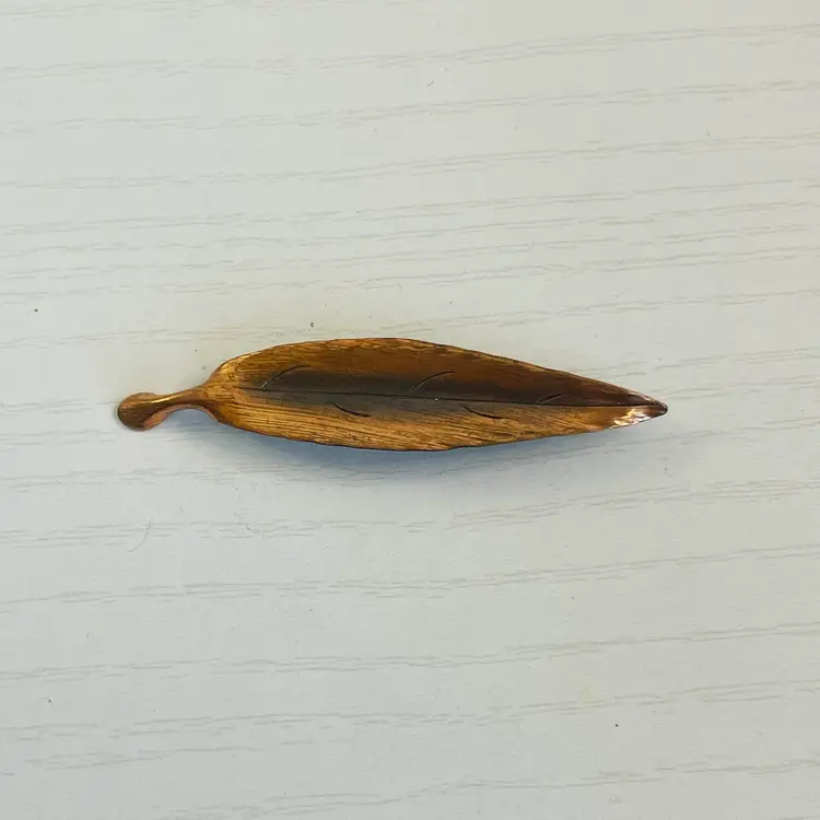 Stuart Nye Copper Willow Leaf Brooch Signed 2.5”