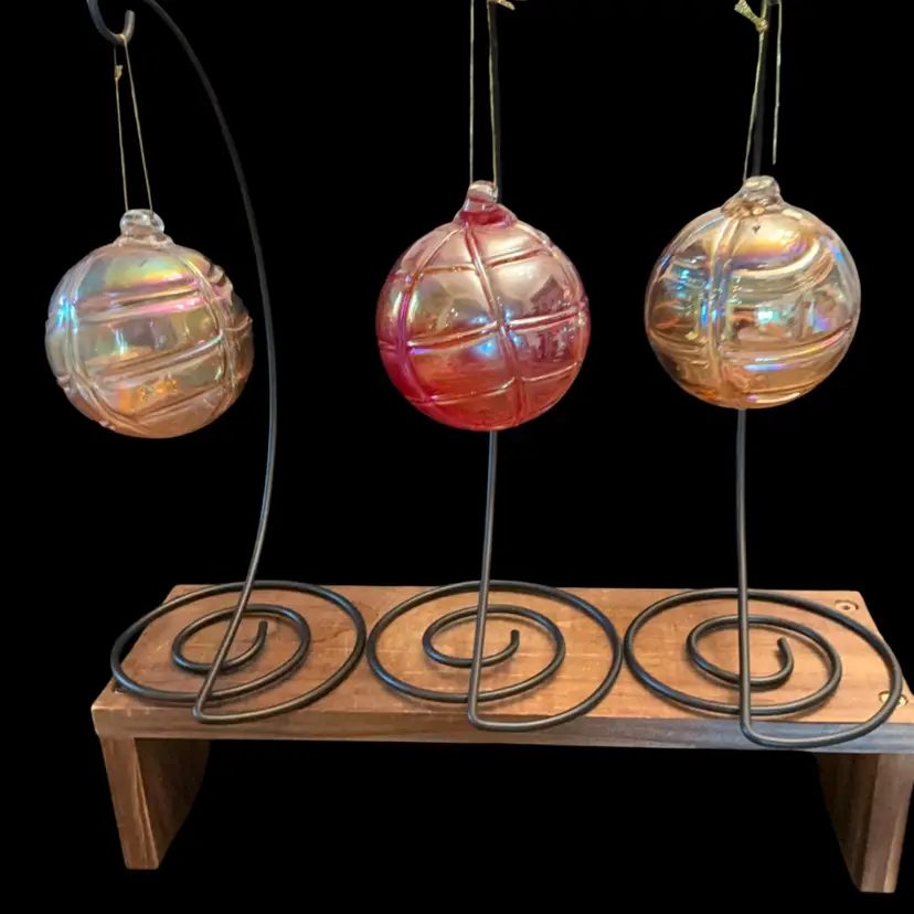Choice Of One- Carnival Glass Iridescent Hanging Ornament 3”