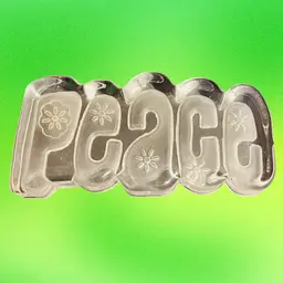 Vintage Groovy Peace Clear Glass Paperweight 2”x 4”