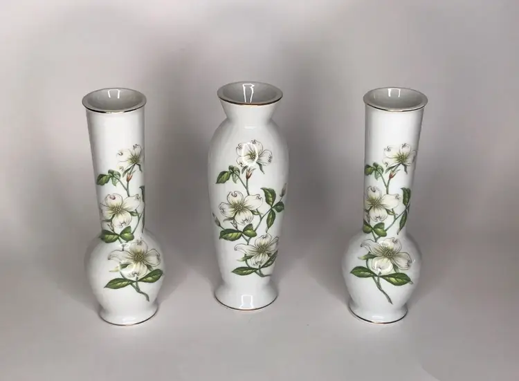 Vintage Bud Vases Lefton China #02870 Hand Painted Japan Set Of 3