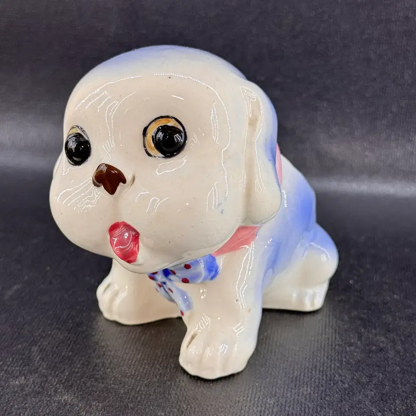 Small Vintage Ceramic Dog Planter Occupied Japan