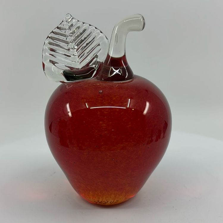 Glass Eye Studio 1992 Signed Art Glass Apple Paperweight 4.5”