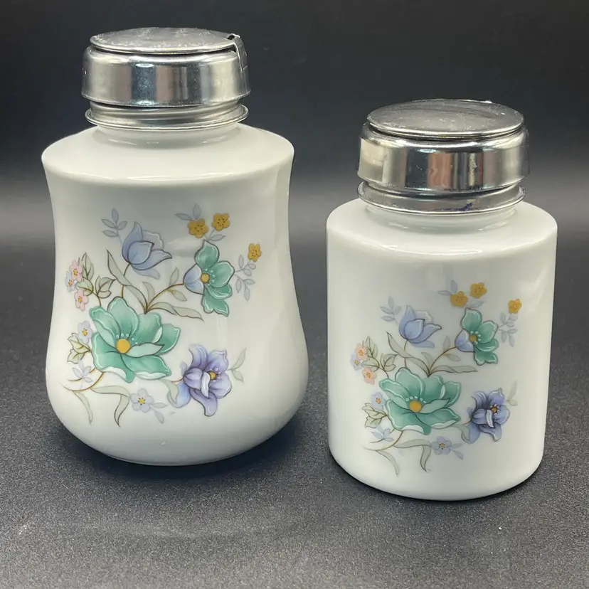 Vintage Menda One-Pump Porcelain Vanity Jars