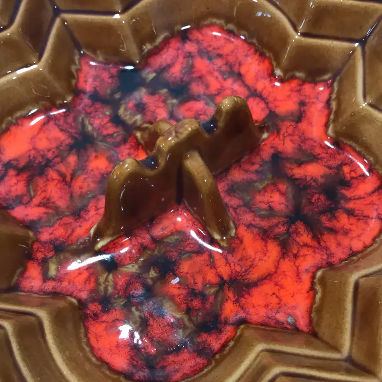 Vtg Atlantic Mold Large Ashtray Mid Century 10” Orange Brown