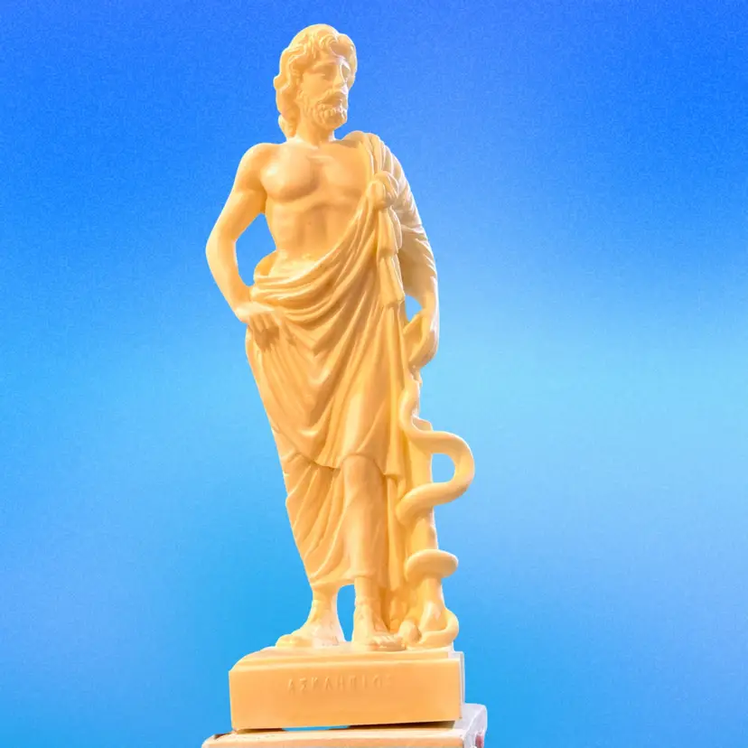 Vintage Asclepius Ancient Greek God of Medicine Alabaster Statue (Greece)
