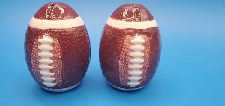 Ceramic Football Salt and Pepper Shaker Set 3"